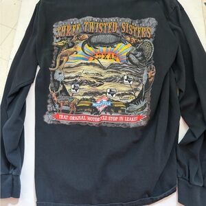 Three Twisted Sisters Black Long Sleeve Shirt Texas motorcycle stop large